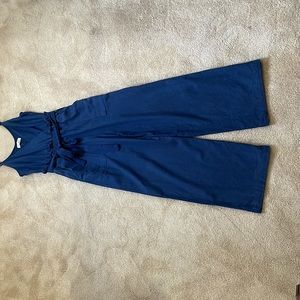 Blue paper bag waist romper